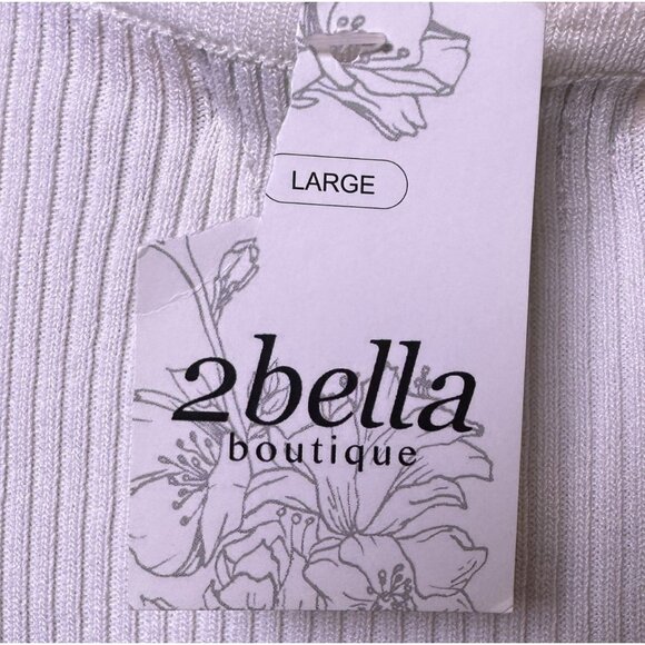 NWT 2Bella Cropped Ribbed Stretch Long Sleeve Top Snap Front L White Y2K Style - Picture 8 of 11